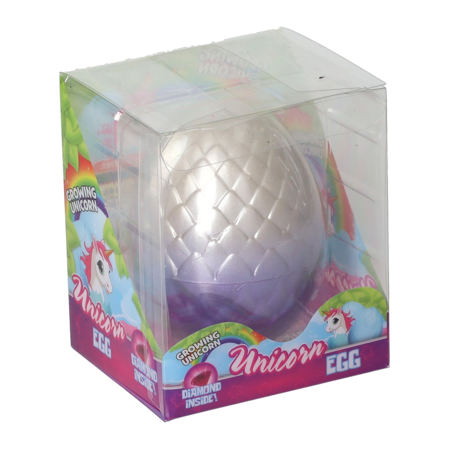 Einhorn-Ei mit wachsendem Einhorn und Diamant – 8 cm