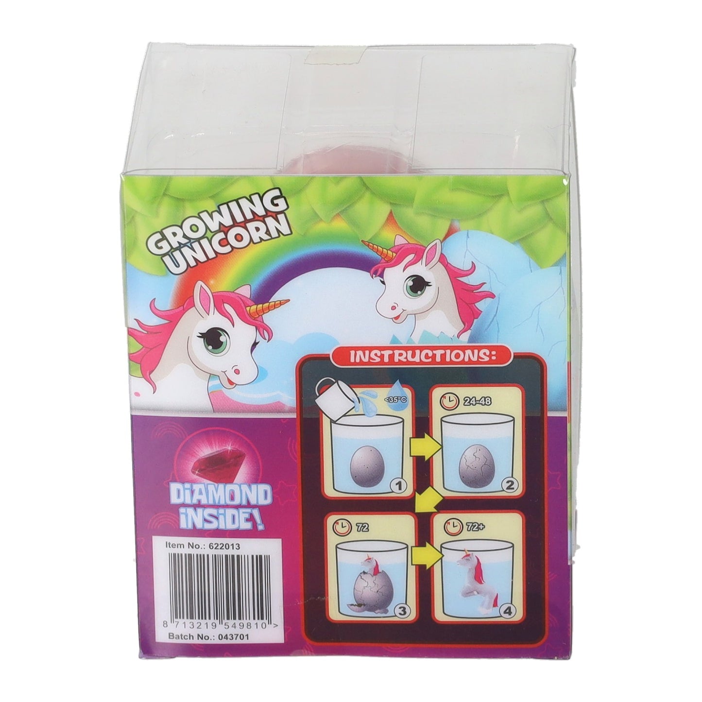 Einhorn-Ei mit wachsendem Einhorn und Diamant – 8 cm