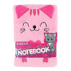 Glamour-Notizbuch mit flauschiger Katze, A5, Rosa – 80 Seiten.