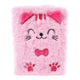 Glamour-Notizbuch mit flauschiger Katze, A5, Rosa – 80 Seiten.