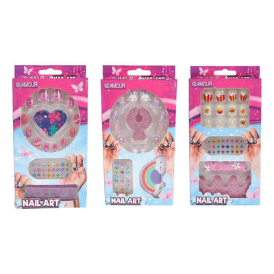 Glamour-Kunstnägel mit Diamanten - 12 Stk.