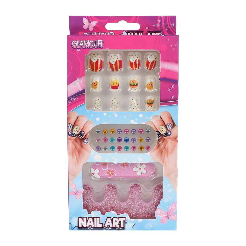 Glamour-Kunstnägel mit Diamanten - 12 Stk.
