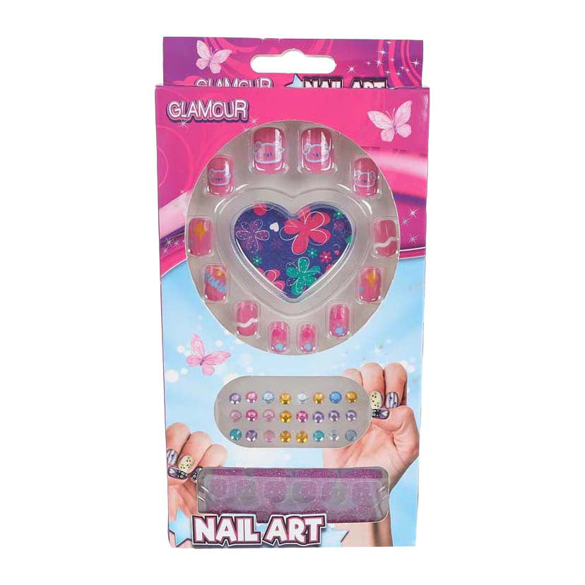 Glamour-Kunstnägel mit Diamanten - 12 Stk.