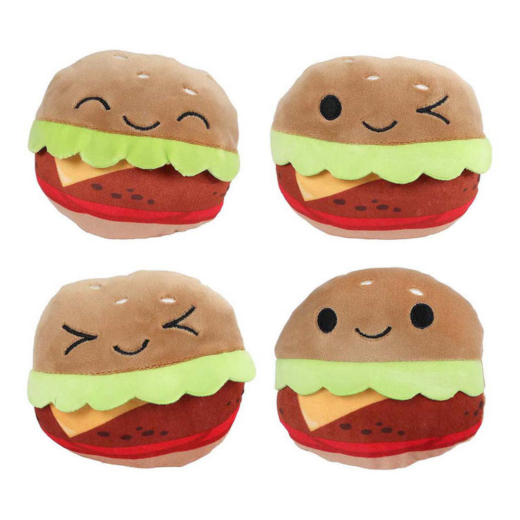 Flauschige Menütasche mit 4 Hamburgern aus Plüsch – 40 cm