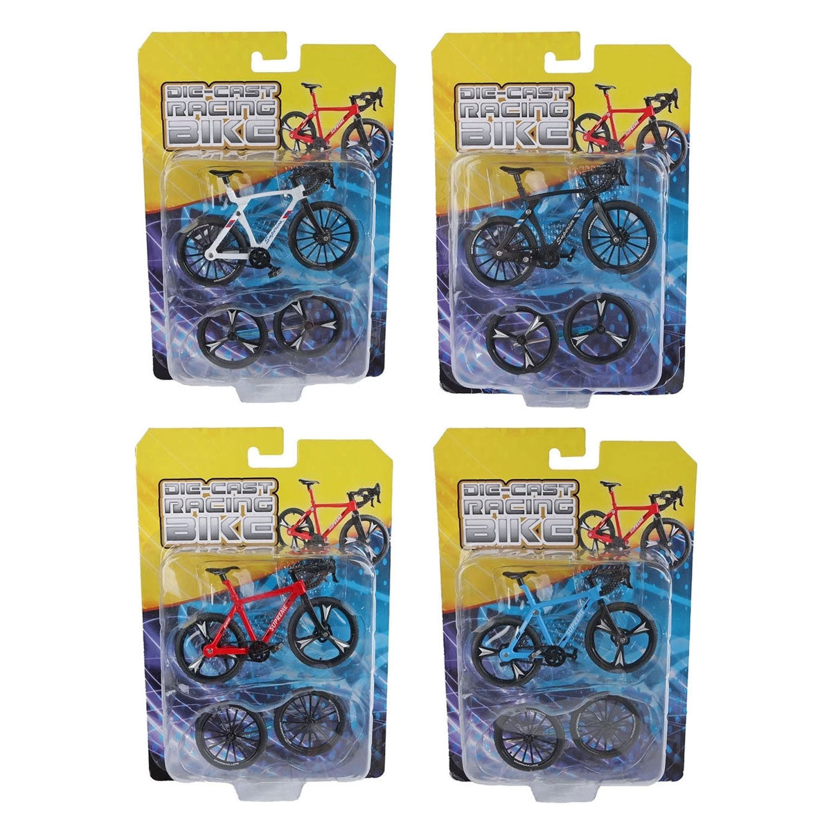 Metall-Rennrad mit Ersatzrädern – 10 cm