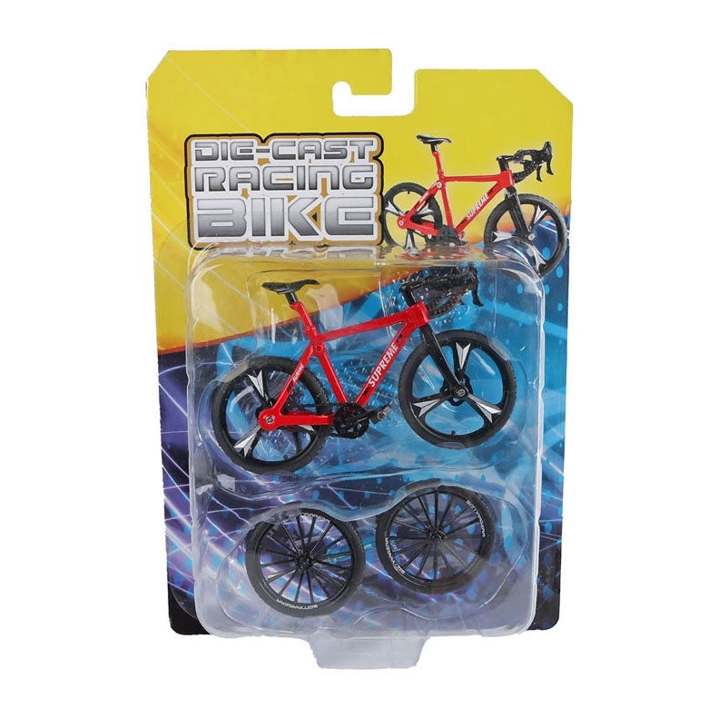 Metall-Rennrad mit Ersatzrädern – 10 cm