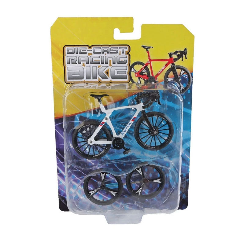 Metall-Rennrad mit Ersatzrädern – 10 cm