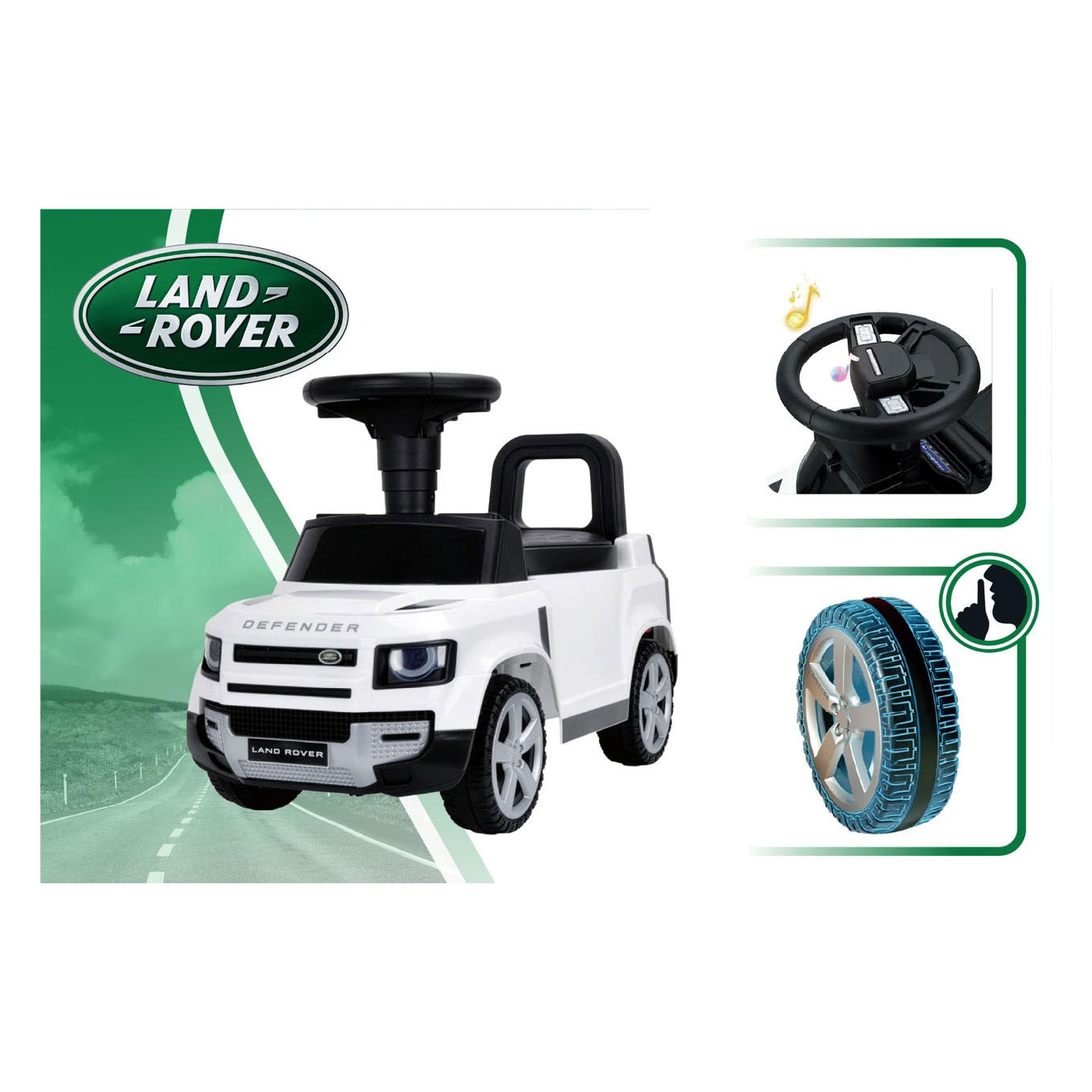 Land Rover Laufauto weiß mit Sound - 67 cm