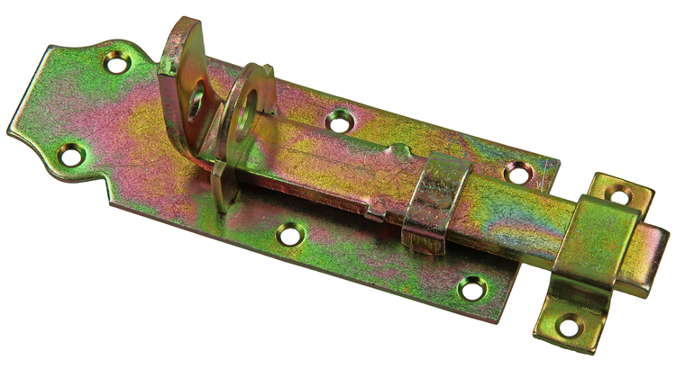 Mack 1069124 - Vorhängeschlossschieber hellgelb verzinkt 120 mm | 5 Stück