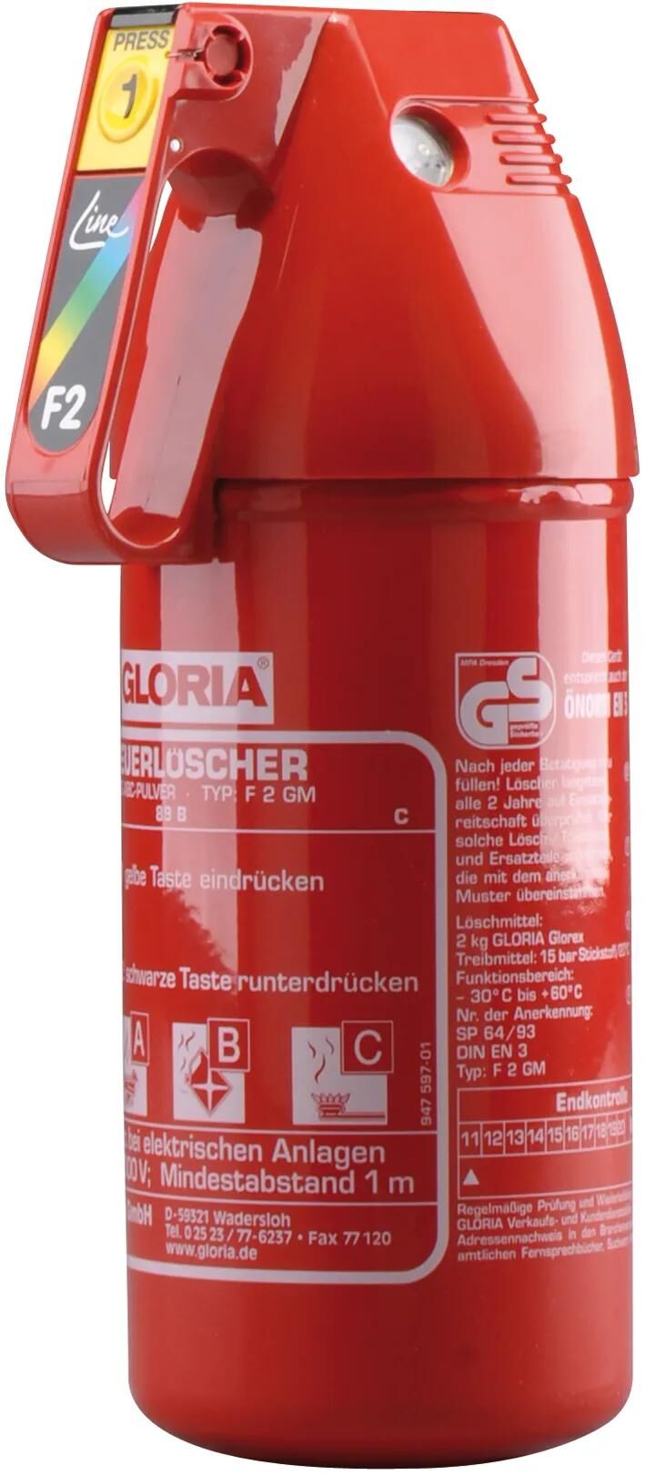 Gloria Feuerlöscher F2GM 2K
