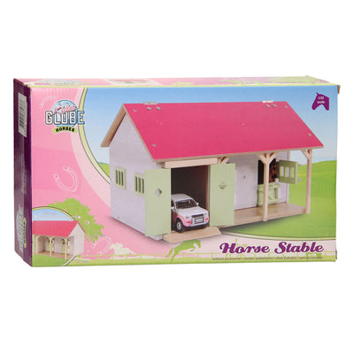 Kids Globe Globe Horse Stall Pink mit 2 Kisten und Lagerung 1:32