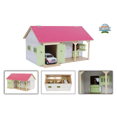 Kids Globe Globe Horse Stall Pink mit 2 Kisten und Lagerung 1:32