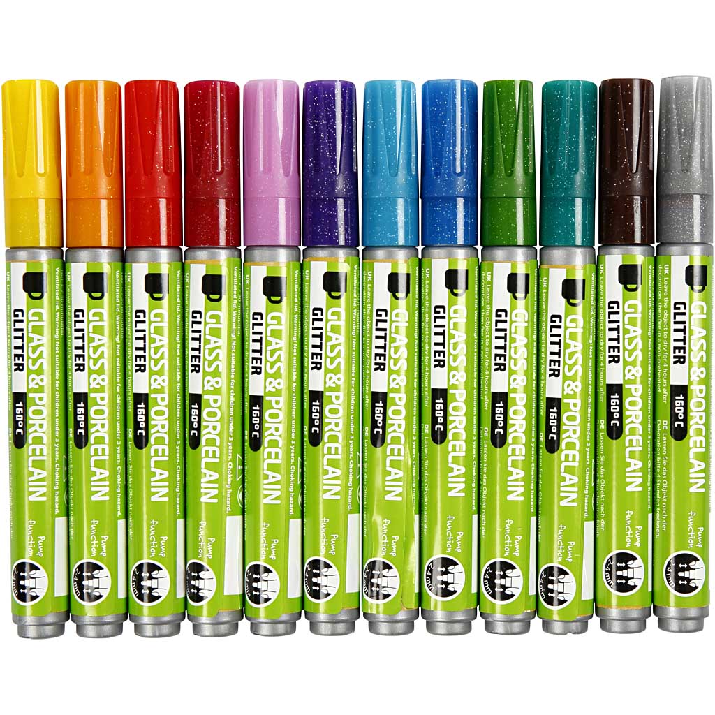 Kreul Glas-Porzellan-Marker, Strichstärke 2–4 mm, halbdeckend, verschiedene Farben, 72 Stück 1 Box