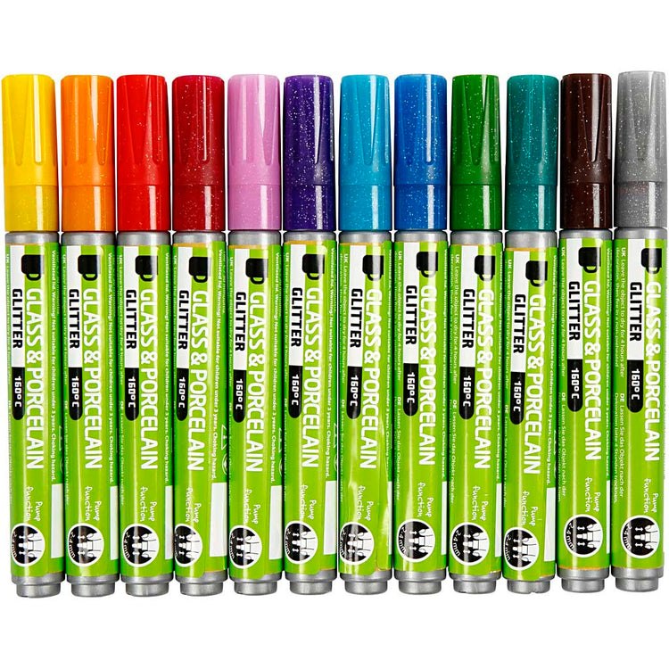 Kreul Glas-Porzellan-Marker, Strichstärke 2–4 mm, halbdeckend, verschiedene Farben, 72 Stück 1 Box