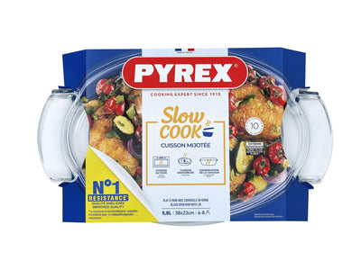 Pyrex-Auflaufform oval mit Deckel 5,8l