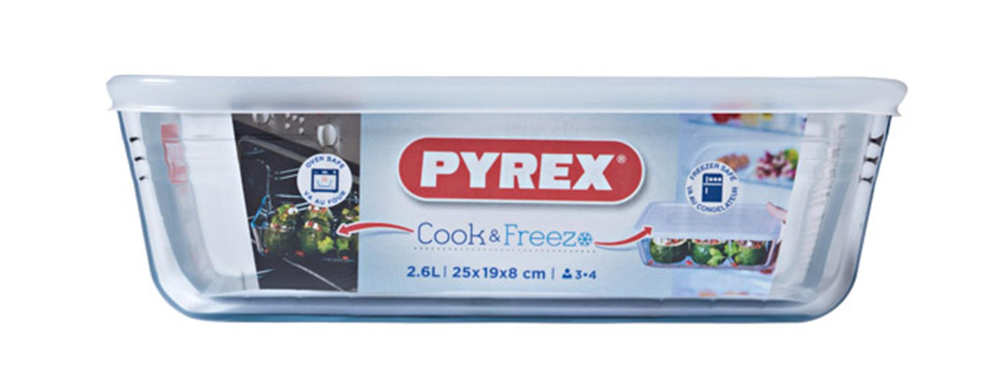 Pyrex Cook Freeze Backform 25 x 20 cm mit Klammerdeckel