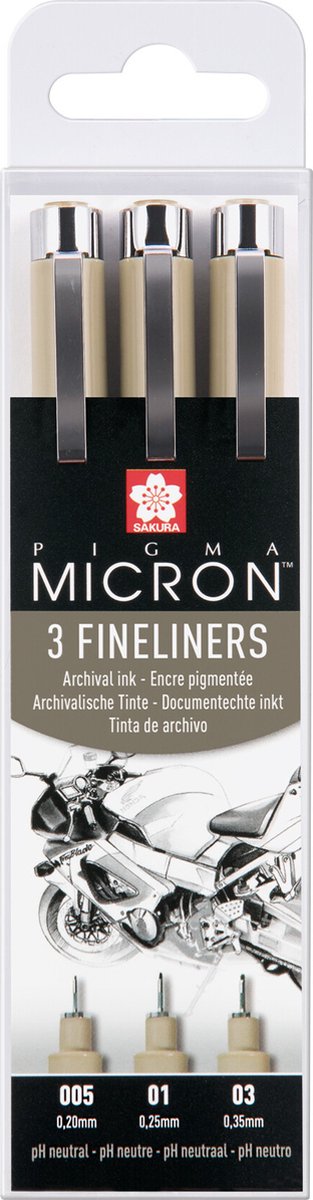 Sakura Pigma Micron Federmäppchen 3 Fineliner schwarz 005-01-03 Design