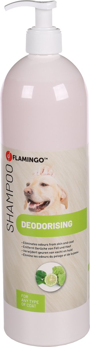 Flamingo Hundeshampoo Bergamotte – 1l – desodorierendes Shampoo für jeden Felltyp – entfernt unangenehme Gerüche –