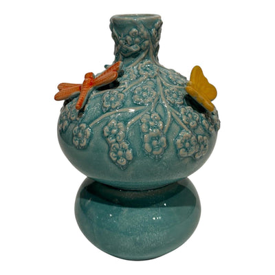 Mansion-Atmosphäre Vase mit Schmetterlingen grün-blau 11x11x17cm