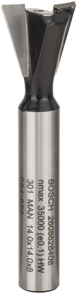 Bosch - Schwalbenschwanzfräser 8 mm, d1 14,3 mm, l 12,7 mm, g 48 mm, 15°