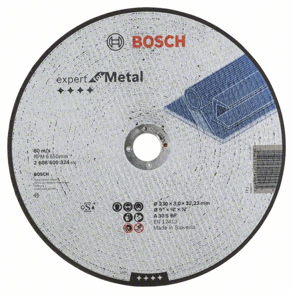 Bosch Zubehör Trennscheibe gerade Experte für Metall A 30 S BF, 230 mm, 22,23 mm, 3,0 mm – 1 Stück – 2608600324