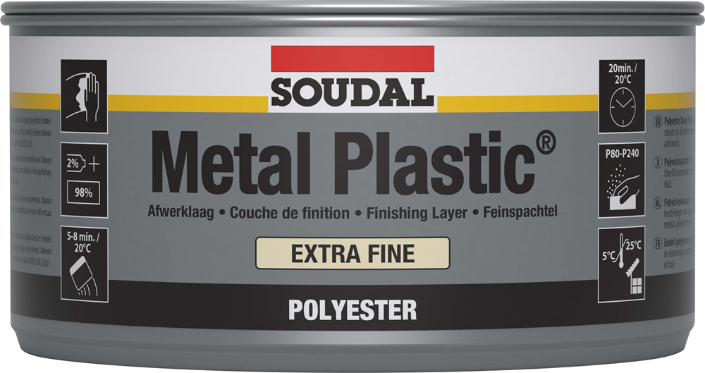 Soudal Metall-Kunststoff extra fein | Polyesterspachtel | 2kg | weiß | 30035 - 103425
