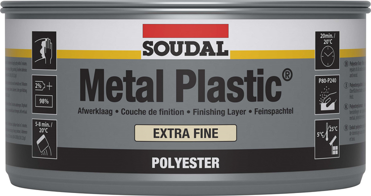 Soudal Metall-Kunststoff extra fein | Polyesterspachtel | 2kg | weiß | 30035 - 103425