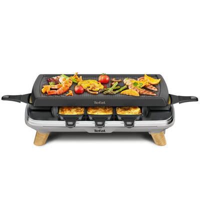 Tefal Tefal Re610d 3in1 8-Personen Raclette Black Edelstahlholz