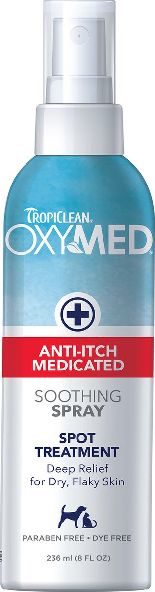 Tropiclean Oxymed medizinisches Anti-Juckreiz-Spray – schnelle Linderung von Juckreiz – 236 ml