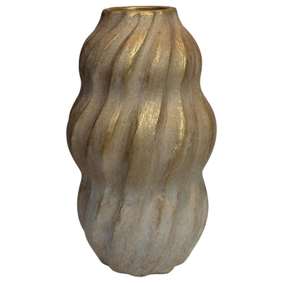 Mansion Atmosphäre Vase Tom beige weiß aus Keramik 13x21cm