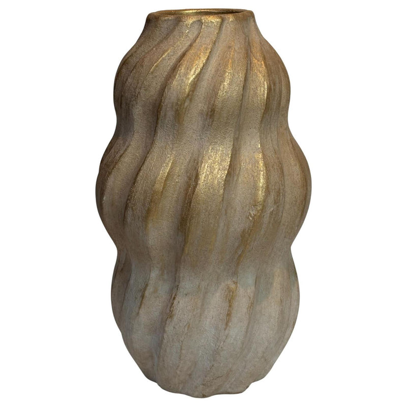 Mansion Atmosphäre Vase Tom beige weiß aus Keramik 13x21cm