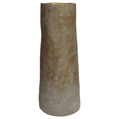 Mansion-Atmosphäre-Vase aus beige-weißer Keramik, 11,5 x 29 cm