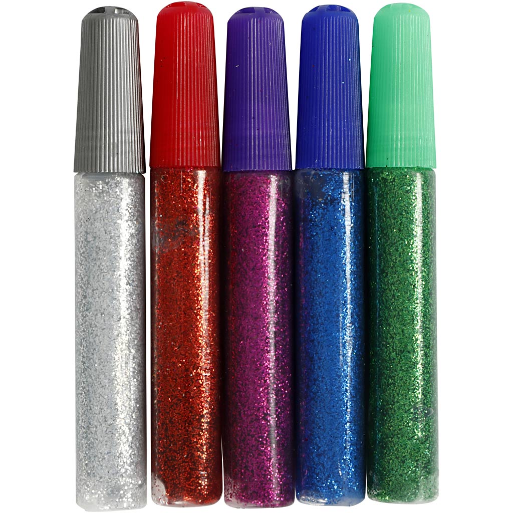 Creativ Company Glitzerkleber, verschiedene Farben, 5x10 ml 1 Box