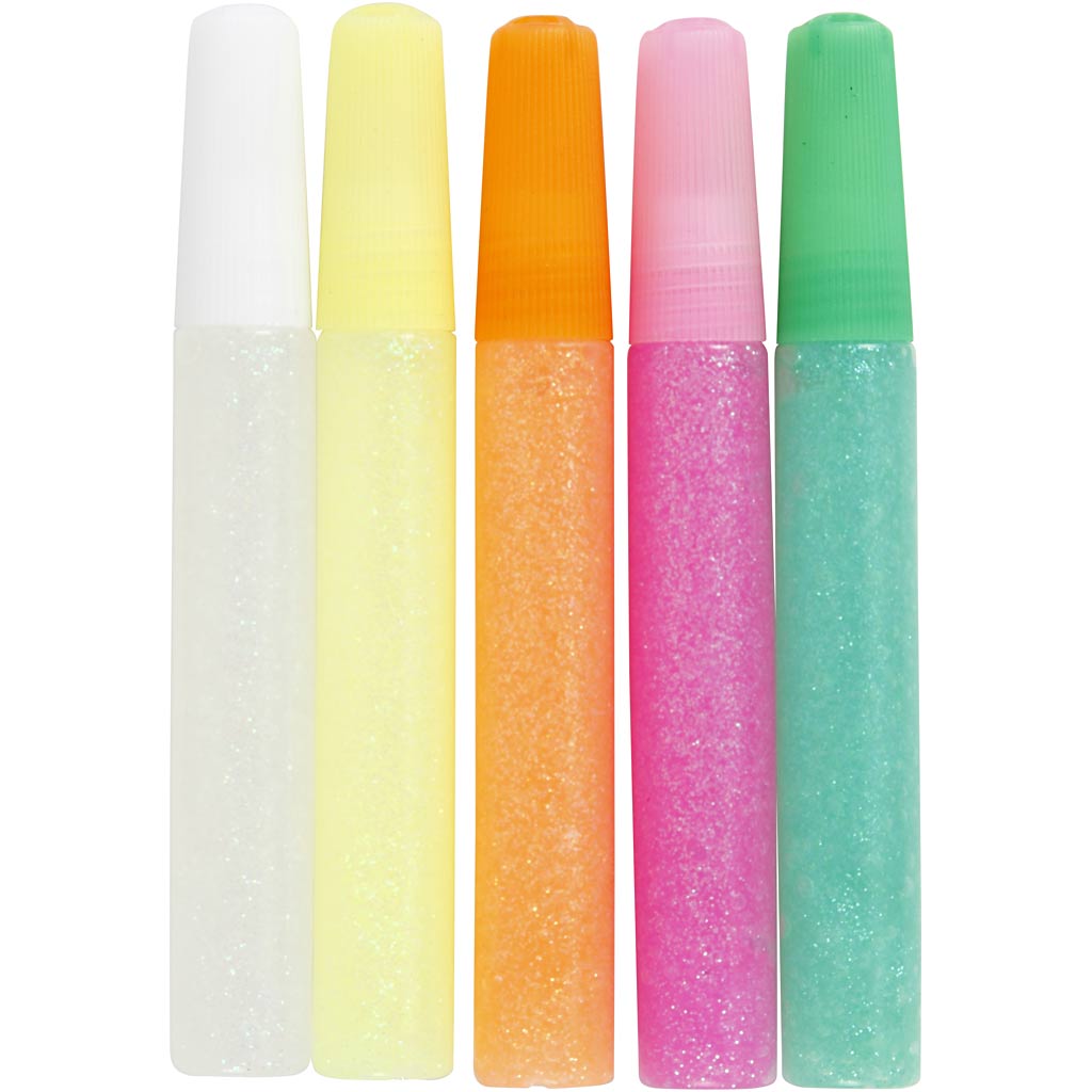 Creativ Company Glitzerkleber, Pastellfarben, 5x10 ml 1 Box