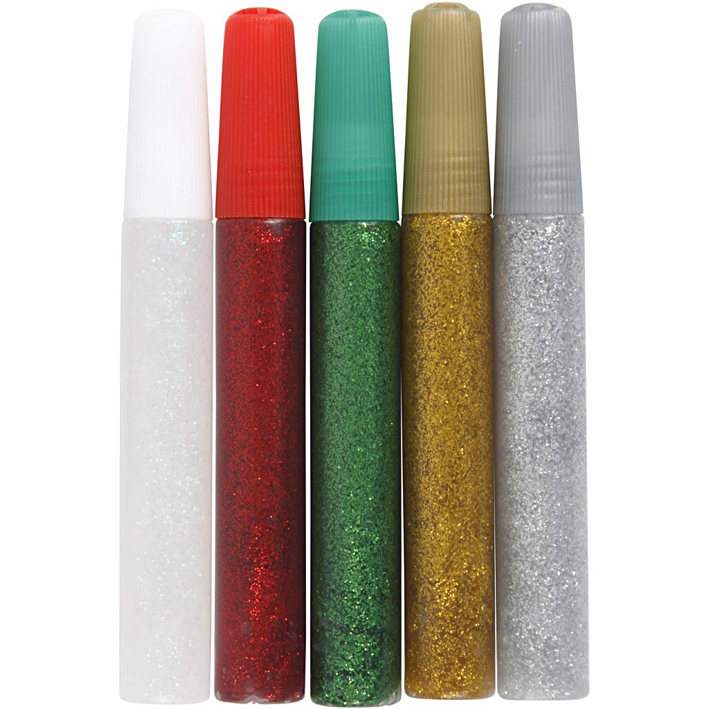 Creativ Company Glitzerkleber, verschiedene Farben, 5x10 ml 1 Box