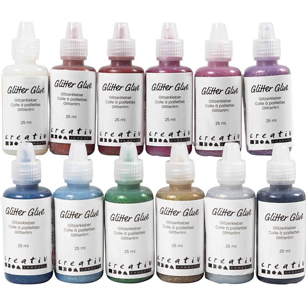 Kreativfirma Glitzer Kleberfarben, 12x25ml