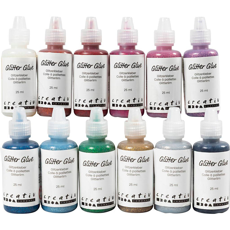 Kreativfirma Glitzer Kleberfarben, 12x25ml