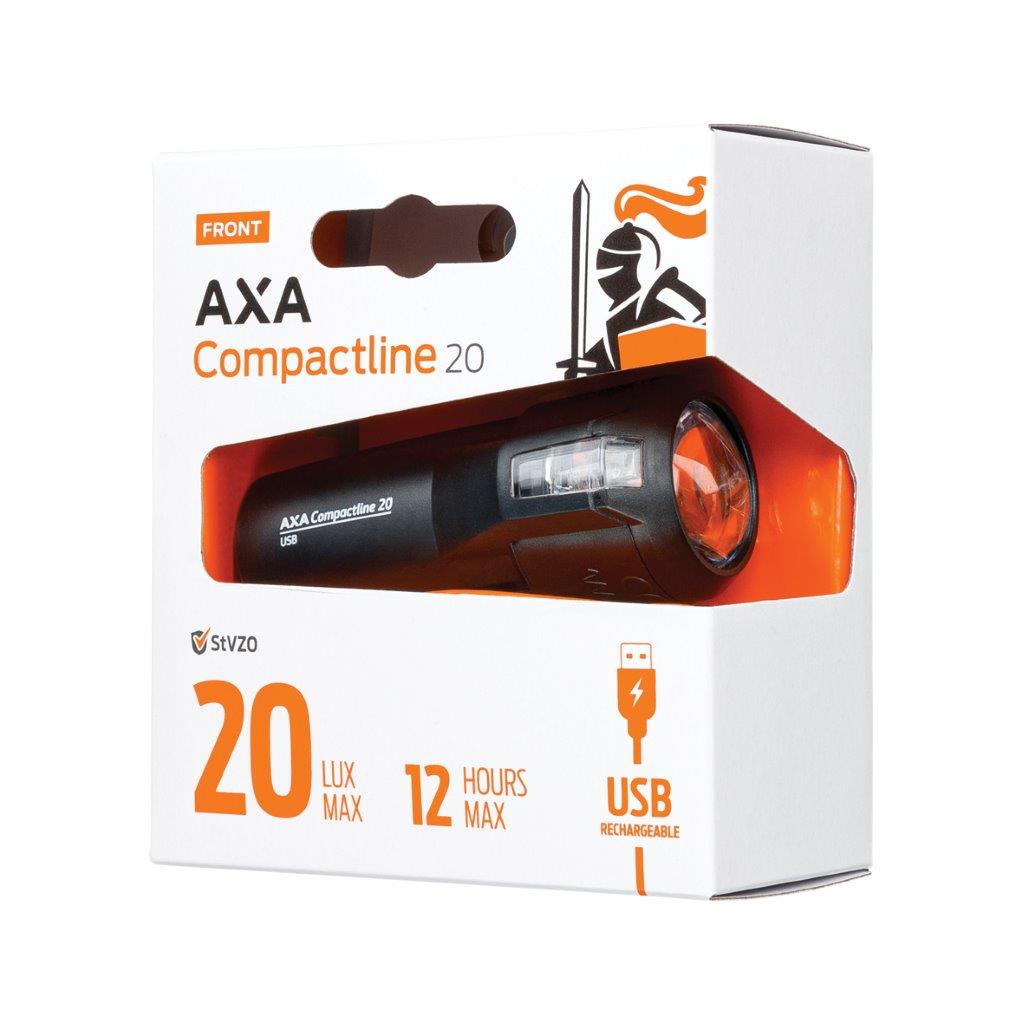 Frontleuchte Compactline 20 lux led wiederaufladbar schwarz
