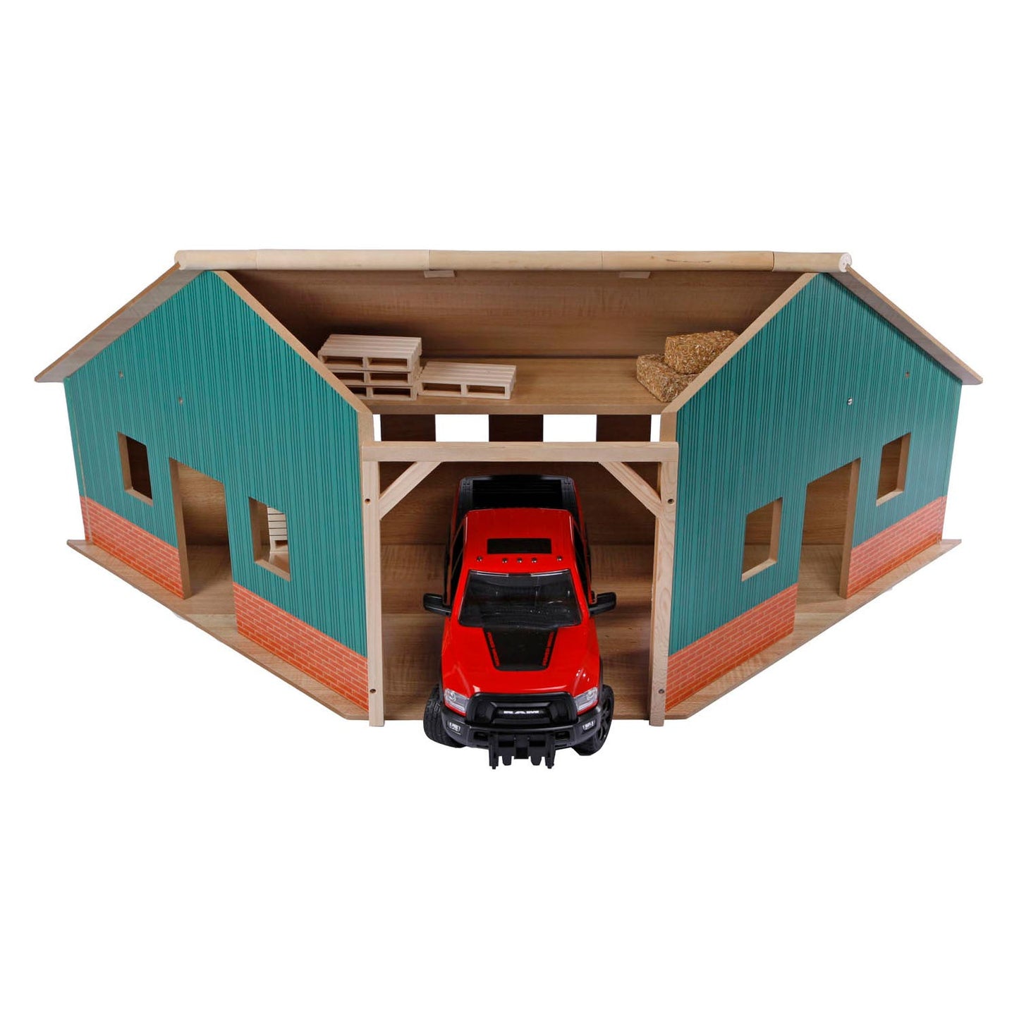 Kids Globe Globe Shed Ecke Holz für 2 Traktoren 1:16
