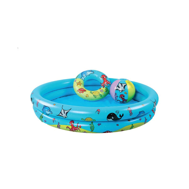 Mini Marine | Multi -Colored Playpool Set: Swimmingpool inkl. Strandball -Schwimmring