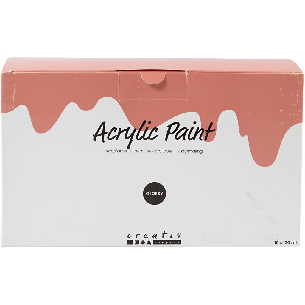 Creativ Company Acrylfarbe glänzend, verschiedene Farben, 10x120 ml 1 Box