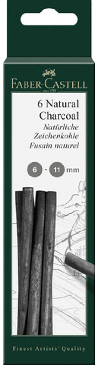 Faber-Castell Holzkohle – Pitt Monochrom – 6–11 mm – 6 Stück – FC-129398
