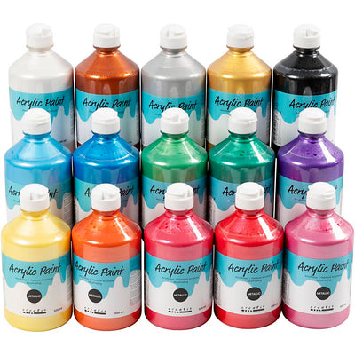 A-Color Acrylfarbe Metallic, Metallic, verschiedene Farben, 15x500 ml 1 Box