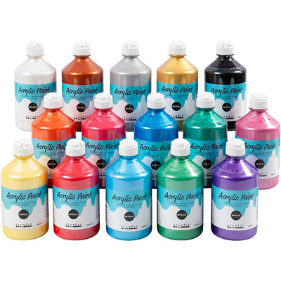 A-Color Acrylfarbe Metallic, Metallic, verschiedene Farben, 15x500 ml 1 Box