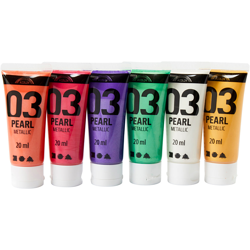 A-Color Acrylfarbe Metallic, Metallic, Extrafarben, 6x20 ml 1 Box