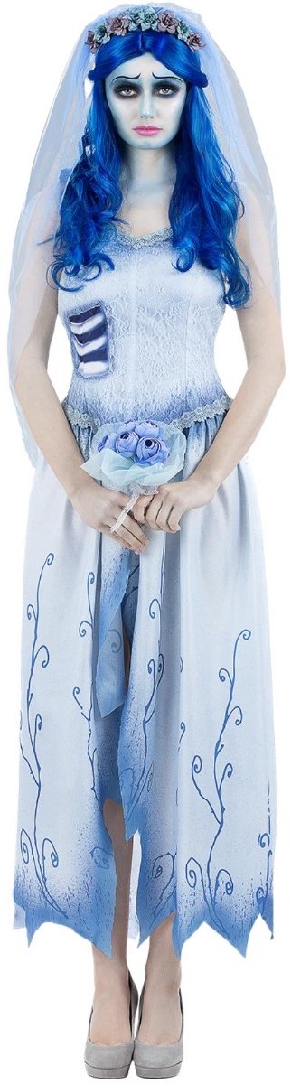 Smiffys – Corpse Bride, Emily Kostümkleid – M – Weiß Blau
