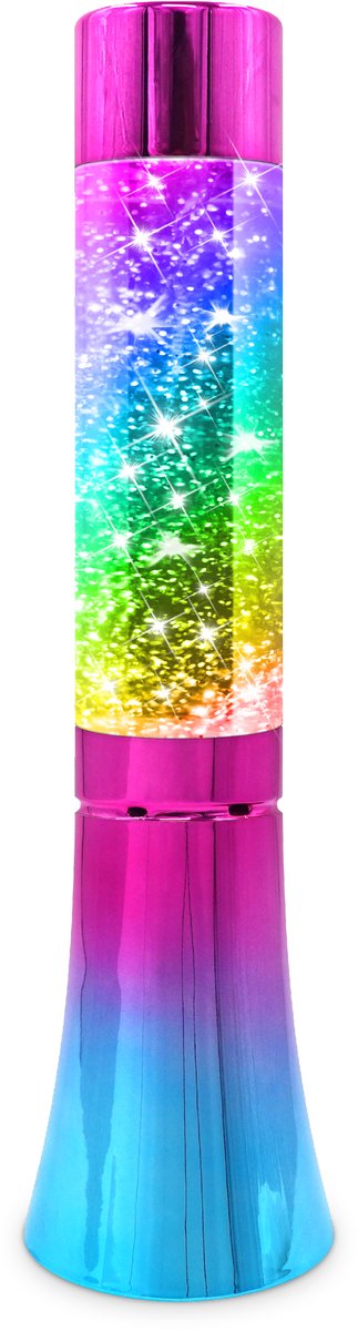 Party-Funlights – Glitzer-Tornado-Lampe – batteriebetrieben – Regenbogen-Look