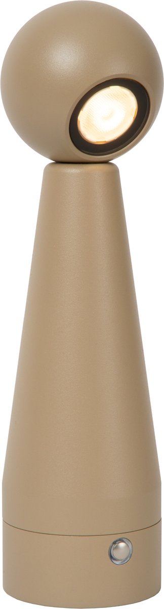 Lucide ipsos – wiederaufladbare Tischleuchte – wiederaufladbarer Akku – LED dimmbar – 1 x 3 W, 2700 K – Taupe
