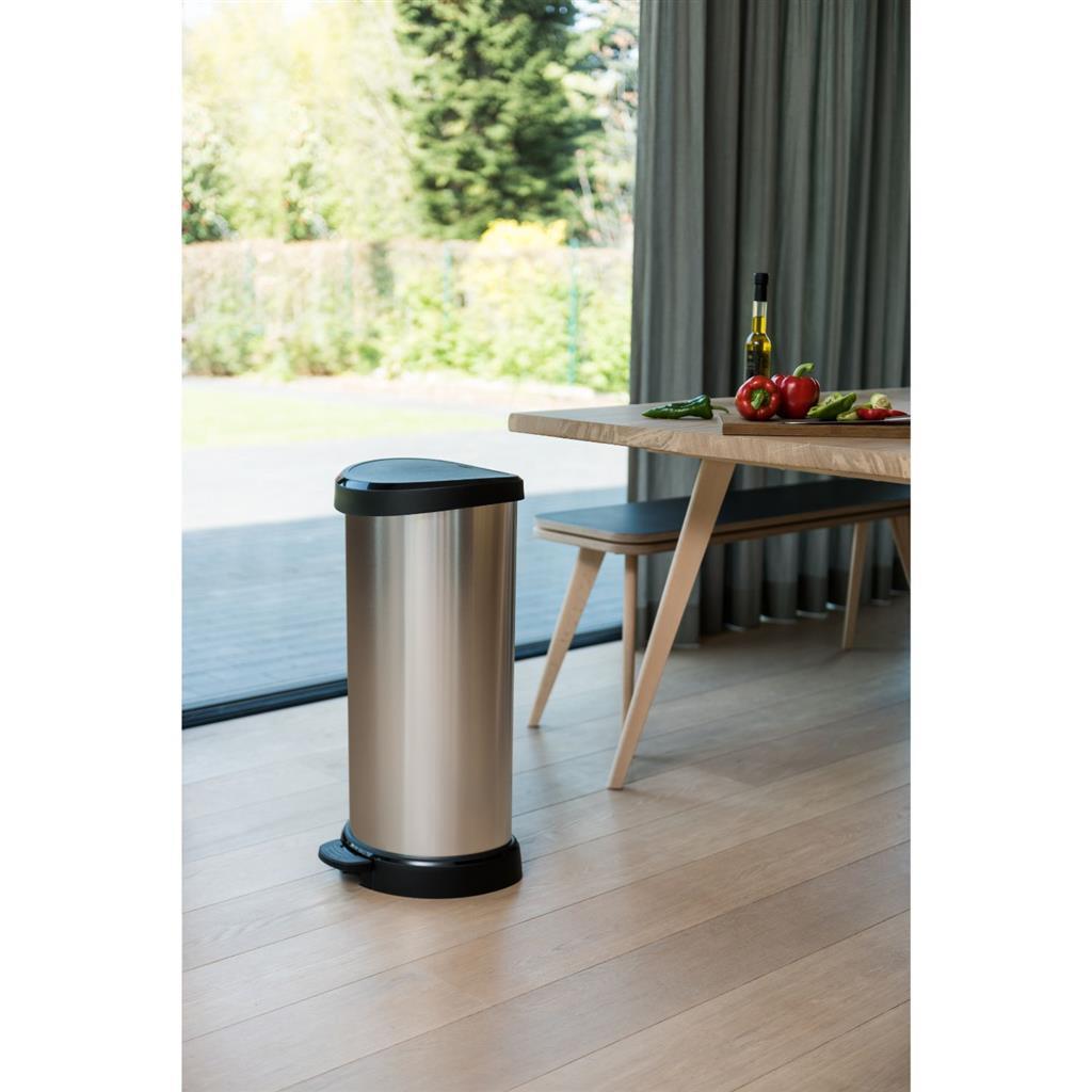 CHREVER CHRAVER Decobin Pedal Bin Ovaal 40L Silber Schwarz