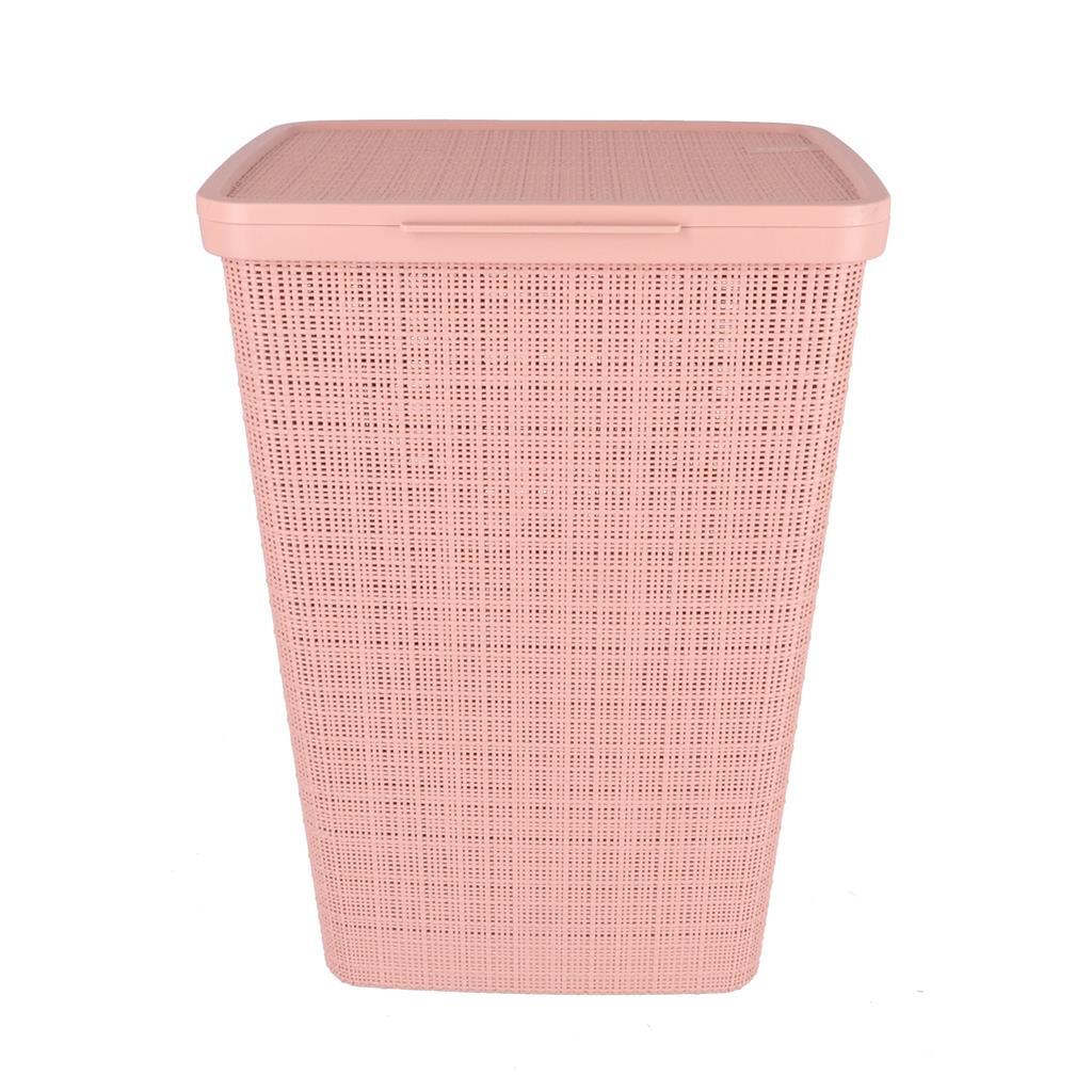 Curver Curver Waschkorb mit Deckel Jute Look 58L Pink